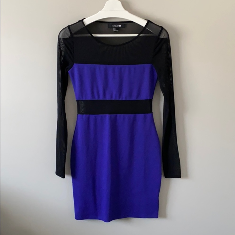 ✨ 3 for $35 ✨ Forever 21 Blue Dress with Mesh Inserts